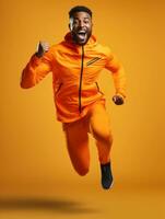 Young african man dressed in sportswear clearly active and full of energy AI Generative photo