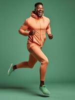 Young african man dressed in sportswear clearly active and full of energy AI Generative photo