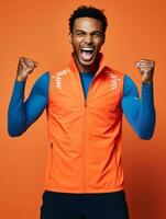 Young african man dressed in sportswear clearly active and full of energy AI Generative photo