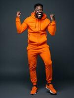 Young african man dressed in sportswear clearly active and full of energy AI Generative photo