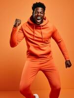Young african man dressed in sportswear clearly active and full of energy AI Generative photo
