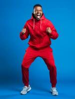 Young african man dressed in sportswear clearly active and full of energy AI Generative photo