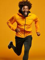 Young african man dressed in sportswear clearly active and full of energy AI Generative photo