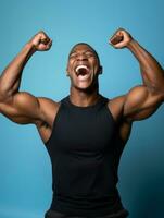 Young african man dressed in sportswear clearly active and full of energy AI Generative photo