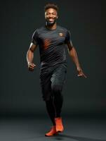 Young african man dressed in sportswear clearly active and full of energy AI Generative photo