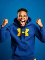 Young african man dressed in sportswear clearly active and full of energy AI Generative photo