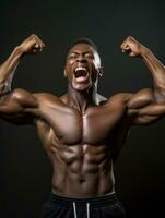 Young african man dressed in sportswear clearly active and full of energy AI Generative photo