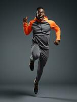 Young african man dressed in sportswear clearly active and full of energy AI Generative photo