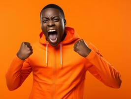 Young african man dressed in sportswear clearly active and full of energy AI Generative photo