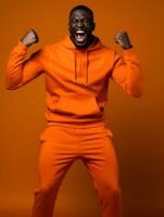 Young african man dressed in sportswear clearly active and full of energy AI Generative photo