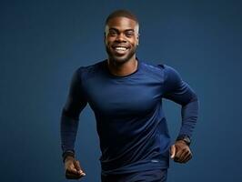 Young african man dressed in sportswear clearly active and full of energy AI Generative photo