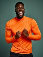 Young african man dressed in sportswear clearly active and full of energy AI Generative photo