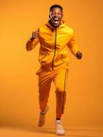 joven africano hombre vestido en ropa de deporte claramente activo y lleno de energía ai generativo foto
