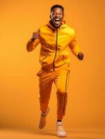 Young african man dressed in sportswear clearly active and full of energy AI Generative photo