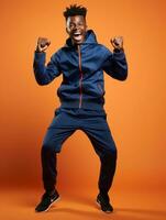 Young african man dressed in sportswear clearly active and full of energy AI Generative photo