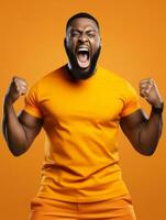 Young african man dressed in sportswear clearly active and full of energy AI Generative photo