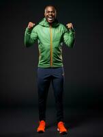 Young african man dressed in sportswear clearly active and full of energy AI Generative photo
