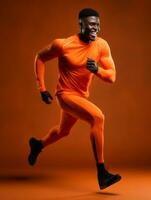 Young african man dressed in sportswear clearly active and full of energy AI Generative photo