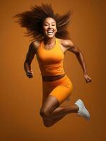 Young african woman dressed in sportswear clearly active and full of energy AI Generative photo