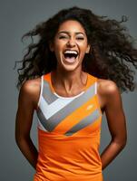 Young african woman dressed in sportswear clearly active and full of energy AI Generative photo