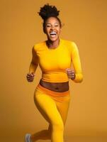 Young african woman dressed in sportswear clearly active and full of energy AI Generative photo