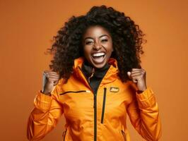 Young african woman dressed in sportswear clearly active and full of energy AI Generative photo