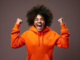 Young african woman dressed in sportswear clearly active and full of energy AI Generative photo