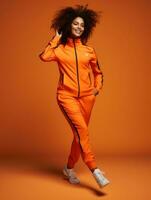 Young african woman dressed in sportswear clearly active and full of energy AI Generative photo