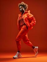 Young african woman dressed in sportswear clearly active and full of energy AI Generative photo