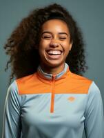 Young african woman dressed in sportswear clearly active and full of energy AI Generative photo