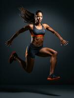 Young african woman dressed in sportswear clearly active and full of energy AI Generative photo