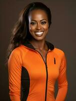 Young african woman dressed in sportswear clearly active and full of energy AI Generative photo