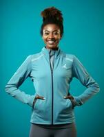 Young african woman dressed in sportswear clearly active and full of energy AI Generative photo