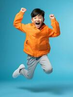 Young asian kid dressed in sportswear clearly active and full of energy AI Generative photo