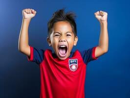 Young asian kid dressed in sportswear clearly active and full of energy AI Generative photo