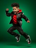 Young asian kid dressed in sportswear clearly active and full of energy AI Generative photo