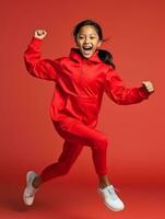 Young asian kid dressed in sportswear clearly active and full of energy AI Generative photo