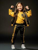 Young asian kid dressed in sportswear clearly active and full of energy AI Generative photo