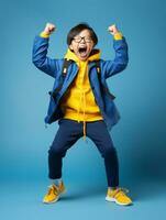 Young asian kid dressed in sportswear clearly active and full of energy AI Generative photo