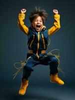 Young asian kid dressed in sportswear clearly active and full of energy AI Generative photo