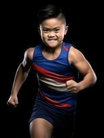 Young asian kid dressed in sportswear clearly active and full of energy AI Generative photo