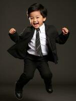 Young asian kid dressed in sportswear clearly active and full of energy AI Generative photo