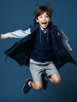 Young asian kid dressed in sportswear clearly active and full of energy AI Generative photo