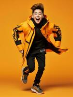 Young asian kid dressed in sportswear clearly active and full of energy AI Generative photo