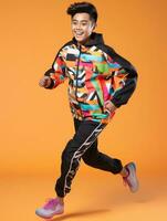 Young asian kid dressed in sportswear clearly active and full of energy AI Generative photo