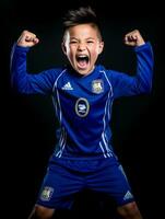 Young asian kid dressed in sportswear clearly active and full of energy AI Generative photo