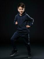 Young asian kid dressed in sportswear clearly active and full of energy AI Generative photo