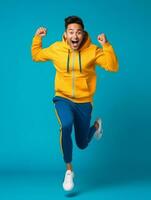 Young asian man dressed in sportswear clearly active and full of energy AI Generative photo