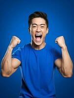 Young asian man dressed in sportswear clearly active and full of energy AI Generative photo