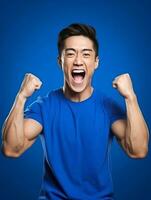 Young asian man dressed in sportswear clearly active and full of energy AI Generative photo